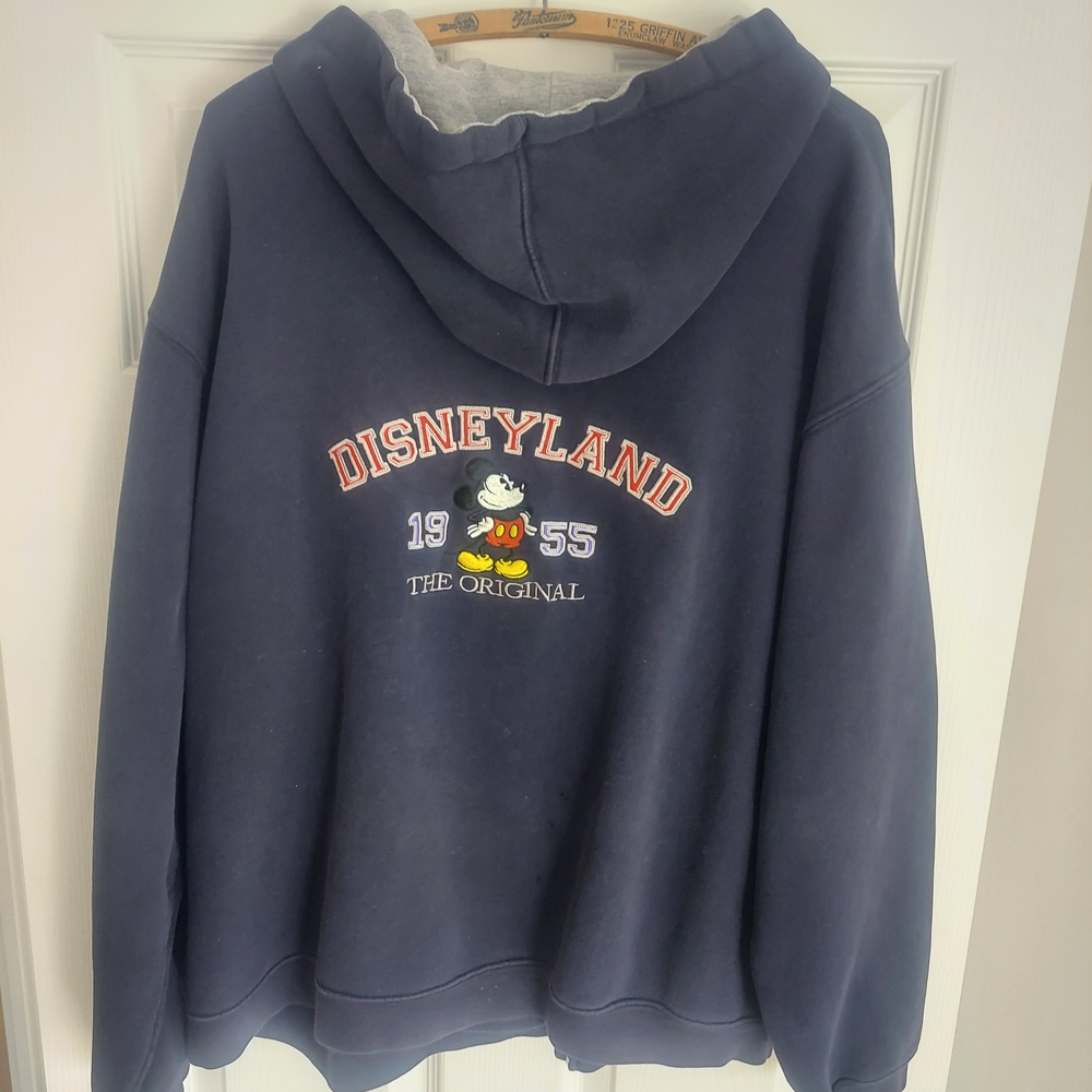 Disneyland Navy Zip-Up Hoodie with Mickey Charm